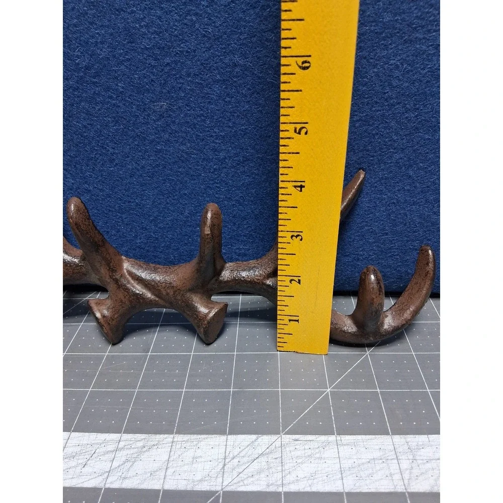 Unbranded Antler Wall Rack Brown Cast Iron Rustic Lodge Deer Horn Hooks